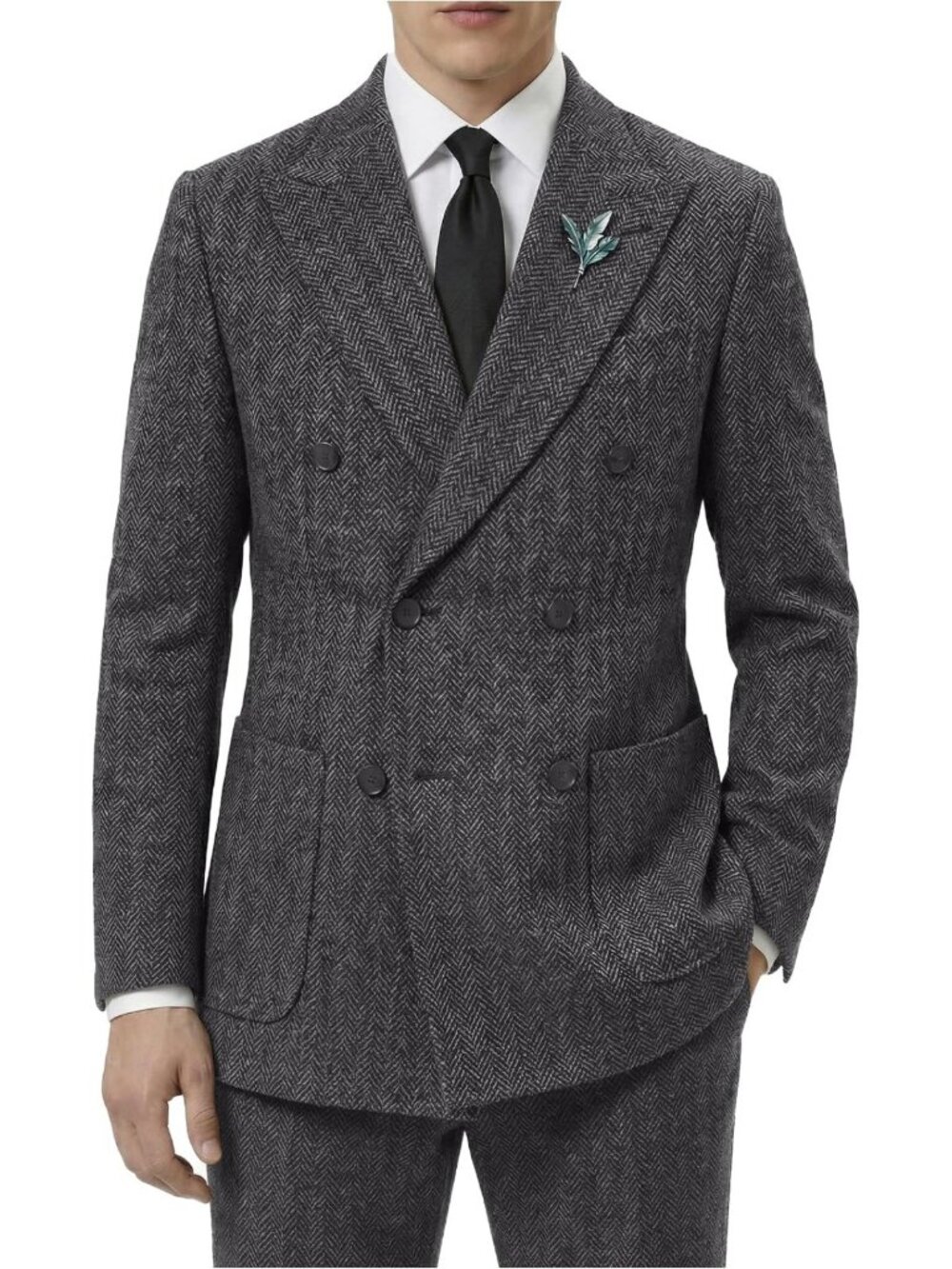 Stylish Retro Herringbone Tweed Suit Set for Men | Slim Fit Wedding Tuxedo